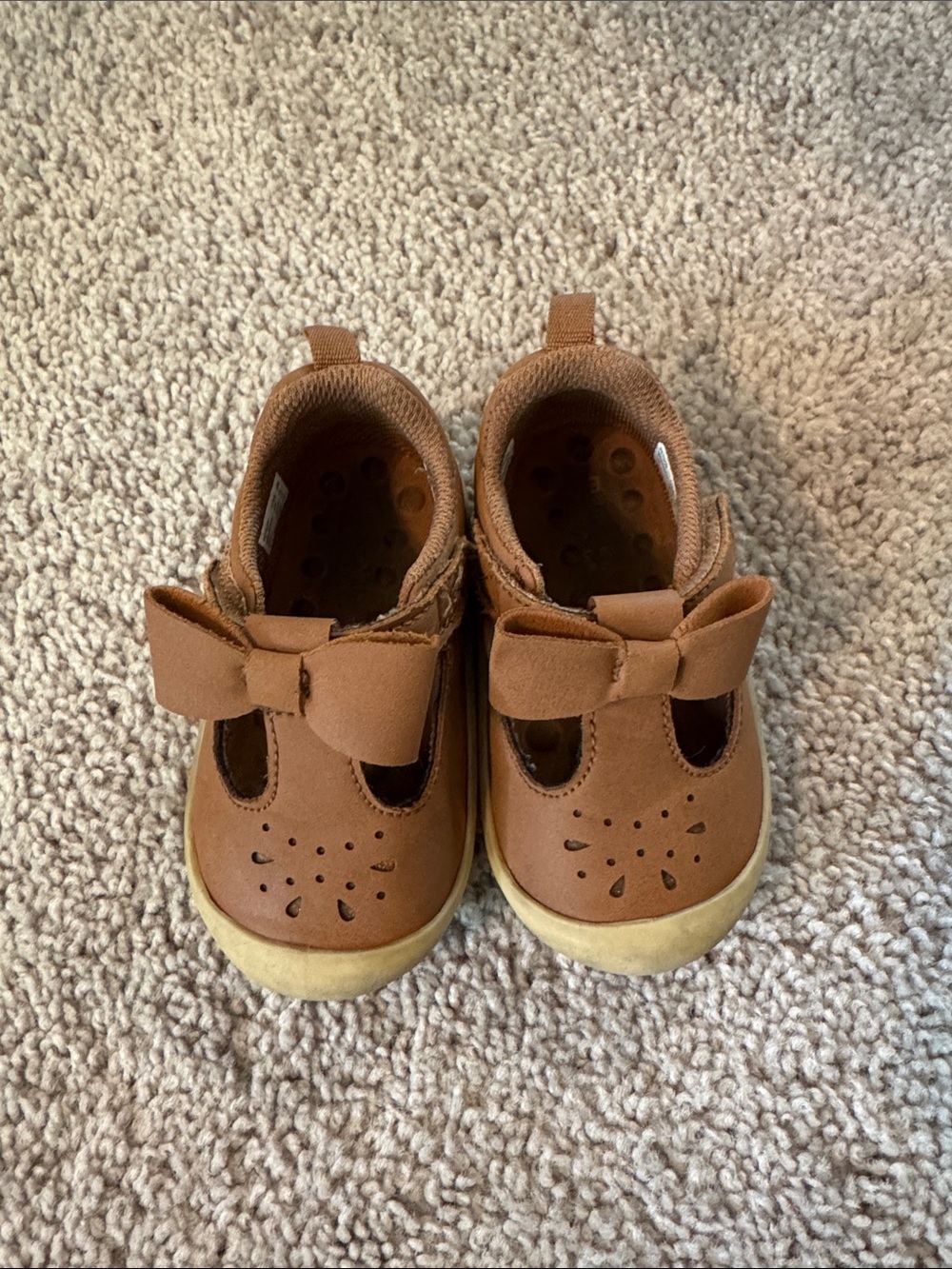 Stride Rite Brown Bow-Accent Kids Mary Jane Shoes